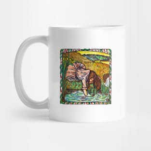 Girl with wet hair at the lake Mug